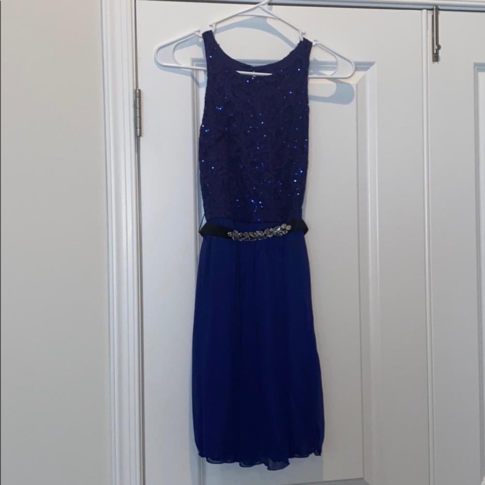 BCX Blue sequin dress with belt